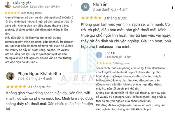 Những đánh giá tích cực của khách hàng thuê văn phòng chia sẻ