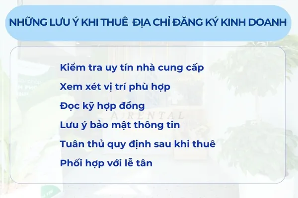 Những lưu ý quan trọng khi thuê địa chỉ đăng ký kinh doanh