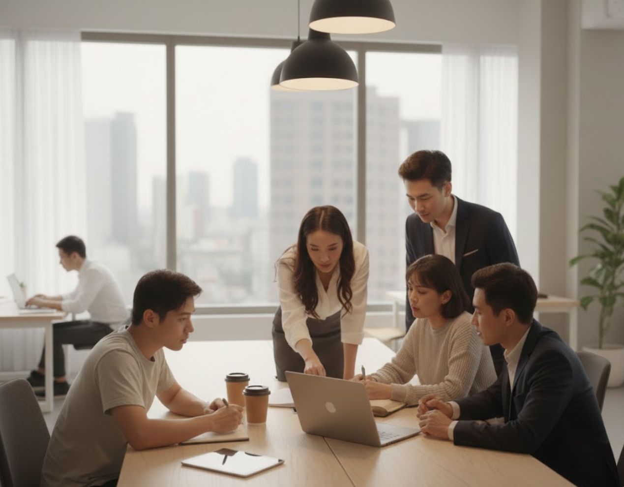 Nhóm khách hàng đội nhóm nhỏ phù hợp với văn phòng chia sẻ